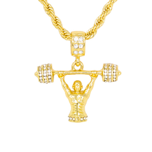 Iced Medium Exercise Pendant with 4mm Rope Chain 24" - HC-1222*