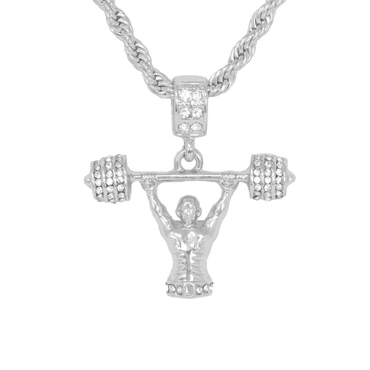 Iced Medium Exercise Pendant with 4mm Rope Chain 24" - HC-1222*