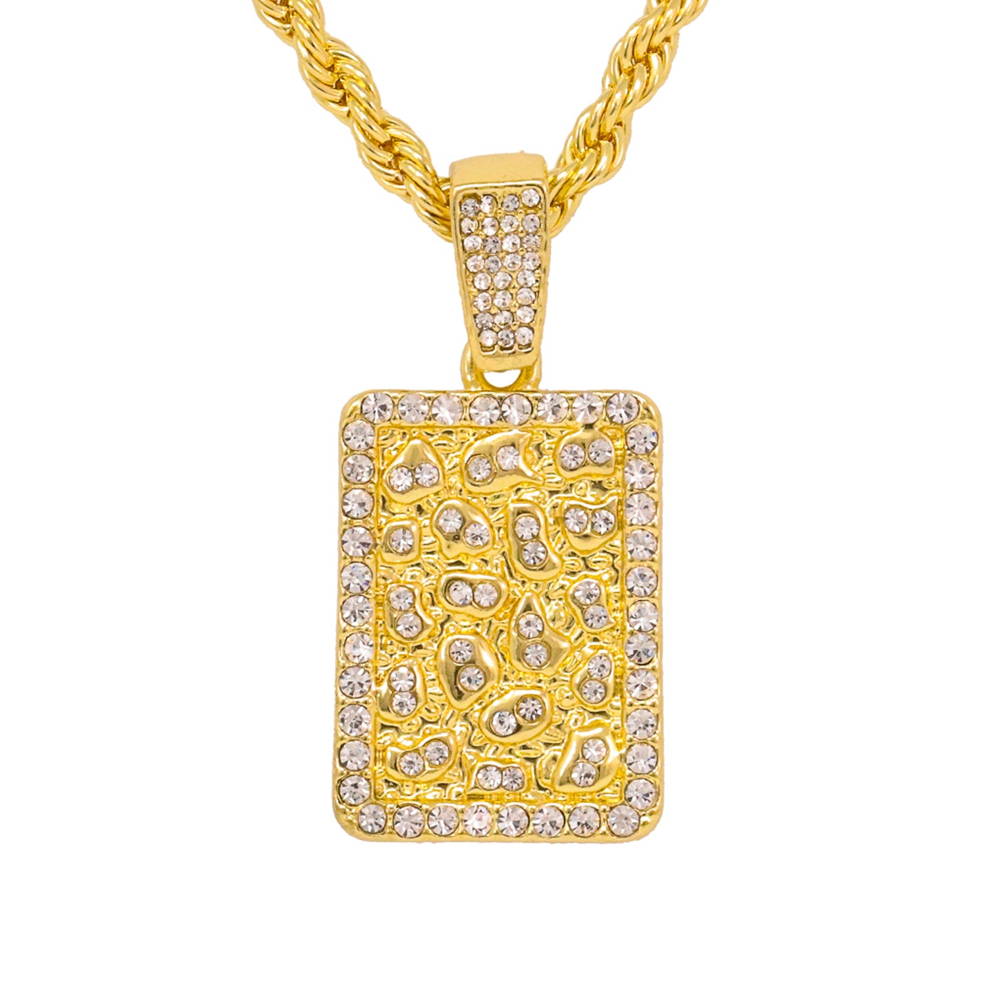 Iced Medium Tag Pendant with 4mm Rope Chain 24" - HC-1226*