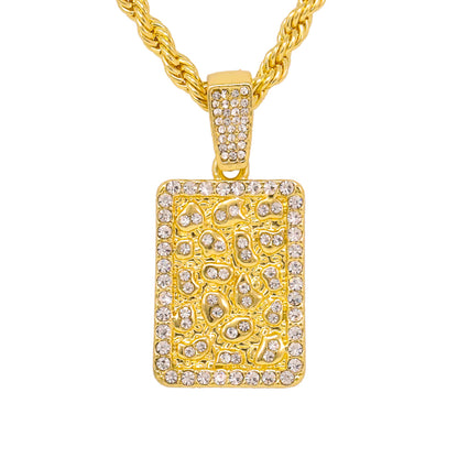 Iced Medium Tag Pendant with 4mm Rope Chain 24" - HC-1226*