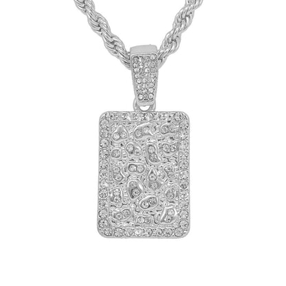 Iced Medium Tag Pendant with 4mm Rope Chain 24" - HC-1226*