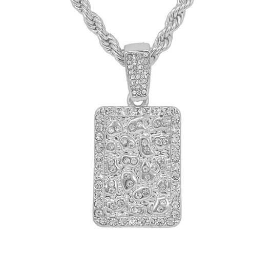 Iced Medium Tag Pendant with 4mm Rope Chain 24" - HC-1226*