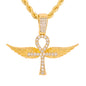 Iced Medium Ankh Wing Pendant with 4mm Rope Chain 24" - HC-1228*