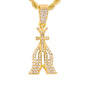 Iced Medium Praying Hands Pendant with 4mm Rope Chain 24" - HC-1232*