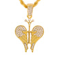 Iced Medium Heart Cross Pendant with 4mm Rope Chain 24" - HC-1239*
