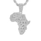 Iced Medium Africa Pendant with 4mm Rope Chain 24" - HC-1243*