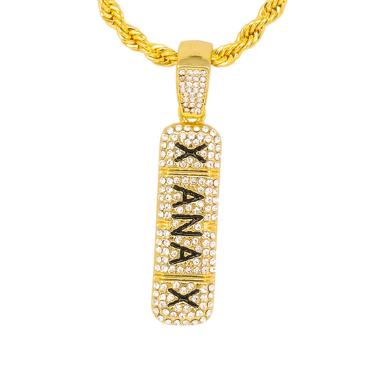 Iced Medium Pill Pendant with 4mm Rope Chain 24" - HC-1245*