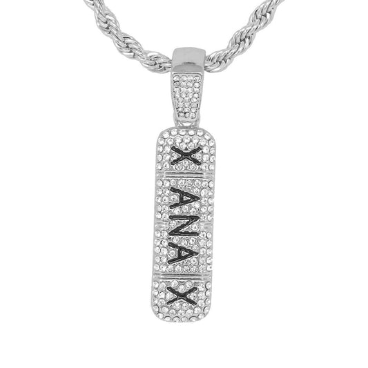 Iced Medium Pill Pendant with 4mm Rope Chain 24" - HC-1245*