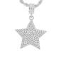 Iced Medium Star Pendant with 4mm Rope Chain 24" - HC-1248