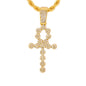 Iced Medium Ankh Cross Pendant with 4mm Rope Chain 24" - HC-1254*