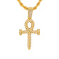 Iced Medium Ankh Cross Pendant with 4mm Rope Chain 24" - HC-1255*