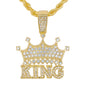 Iced Medium King Pendant with 4mm Rope Chain 24" - HC-1258