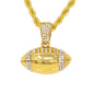 Iced Medium Football Pendant with 4mm Rope Chain 24" - HC-1266*