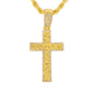 Iced Medium Cross Nugget Pendant with 4mm Rope Chain - HC-1268