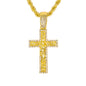 Iced Medium Crucifix Nugget Pendant with 4mm Rope Chain - HC-1269