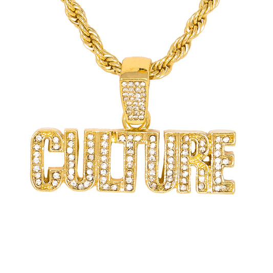 Iced Medium Culture Pendant with 4mm Rope Chain 24" - HC-1273*