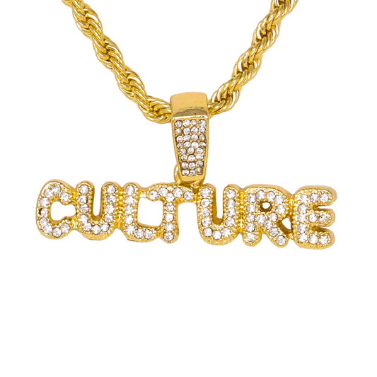 Iced Medium Culture Pendant with 4mm Rope Chain 24" - HC-1274*