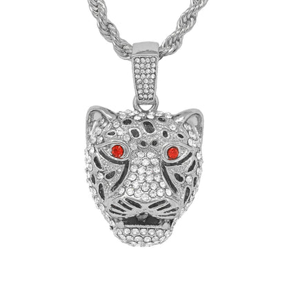 Iced Medium Cheetah Pendant with 4mm Rope Chain 24" - HC-1278