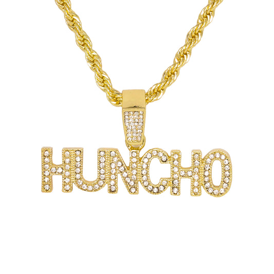 Iced Medium Huncho Pendant with 4mm Rope Chain 24" - HC-1281*