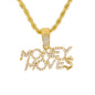 Iced Medium Money Moves Pendant with 4mm Rope Chain 24" - HC-1283*