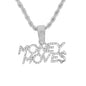 Iced Medium Money Moves Pendant with 4mm Rope Chain 24" - HC-1283*