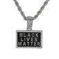Iced Medium Blm Pendant with 4mm Rope Chain 24" - HC-1289