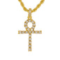 Iced Medium Ankh Cross Pendant with 4mm Rope Chain 24" - HC-1291*
