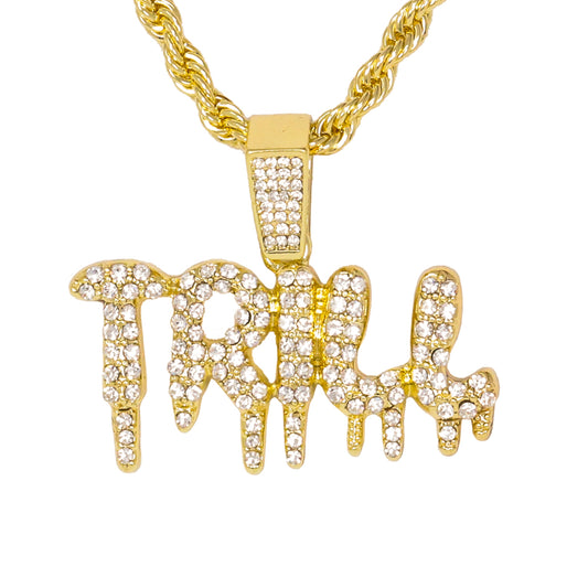 Iced Medium Trill Pendant with 4mm Rope Chain 24" - HC-1300*