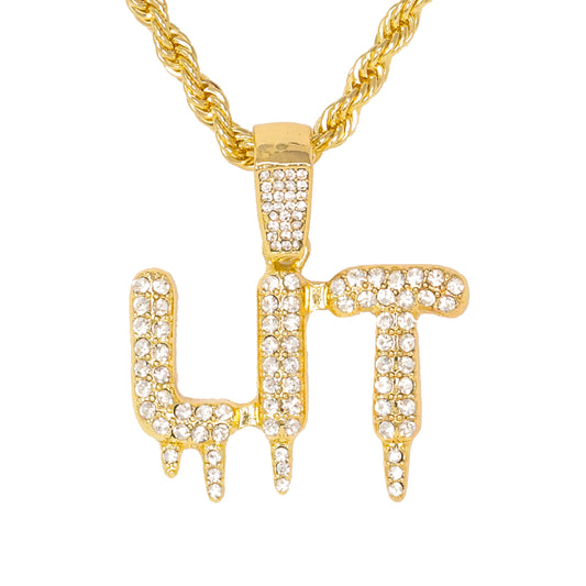 Iced Medium Lit Pendant with 4mm Rope Chain 24" - HC-1303*