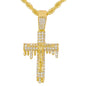 Iced Medium Crucifix Pendant with 4mm Rope Chain 24" - HC-1309*