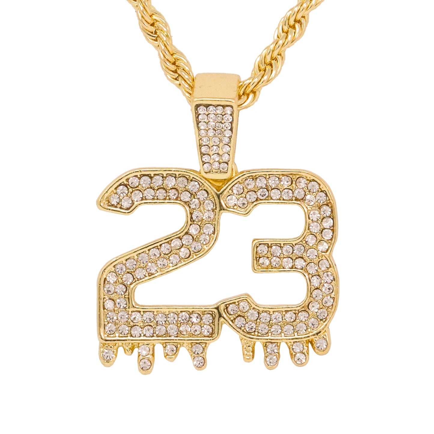 Iced Medium 23 Pendant with 4mm Rope Chain 24" - HC-1313*