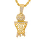 Iced Medium Basketball Pendant with 4mm Rope Chain 24" - HC-1314*