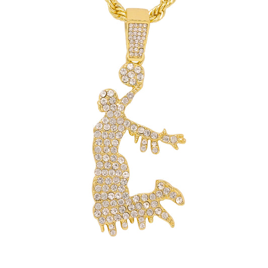 Iced Medium Dunkman Pendant with 4mm Rope Chain 24" - HC-1315*