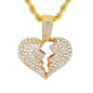 Iced Medium Heart Pendant with 4mm Rope Chain 24" - HC-1316