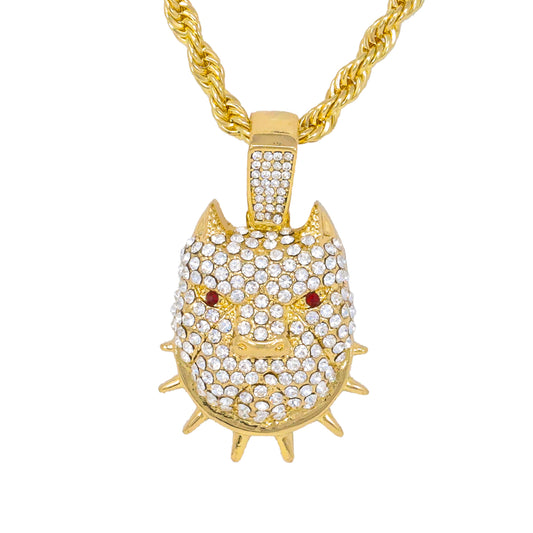 Iced Medium Dog Pendant with 4mm Rope Chain 24" - HC-1317*