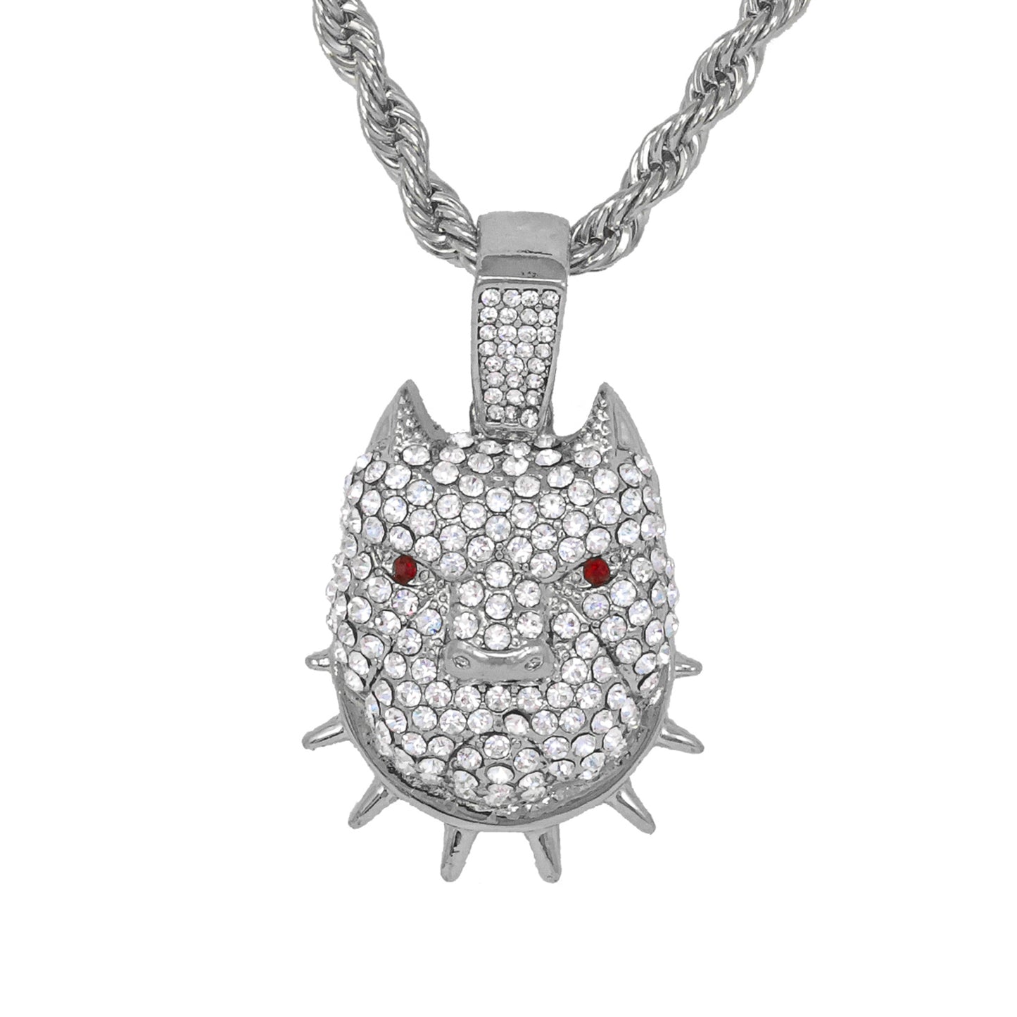 Iced Medium Dog Pendant with 4mm Rope Chain 24" - HC-1317*