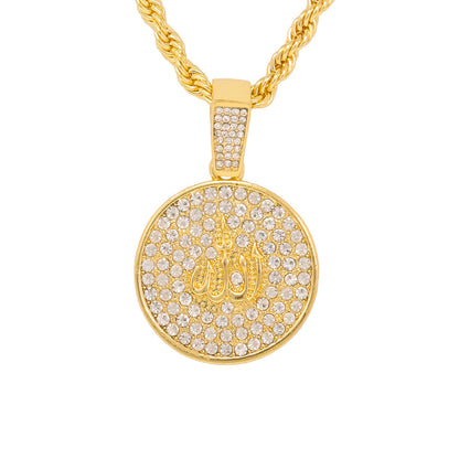 Iced Medium Islamic Pendant with 4mm Rope Chain 24" - HC-1320*