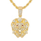 Iced Medium Lion Pendant with 4mm Rope Chain 24" - HC-1323