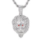Iced Medium Lion Pendant with 4mm Rope Chain 24" - HC-1324
