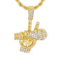 Iced Medium Music Pendant with 4mm Rope Chain 24" - HC-1325*