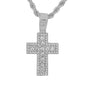 Iced Medium Cross Pendant with 4mm Rope Chain 24" - HC-1330