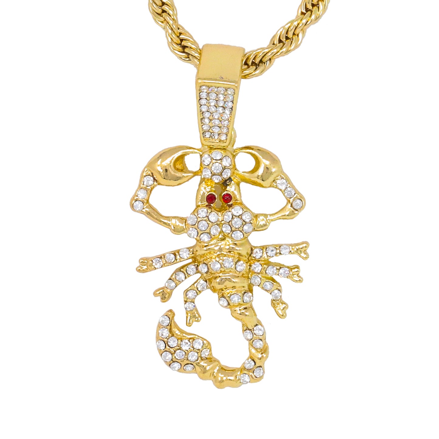 Iced Medium Scorpion Pendant with 4mm Rope Chain 24" - HC-1332