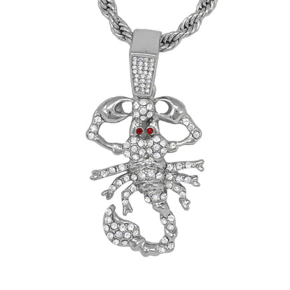 Iced Medium Scorpion Pendant with 4mm Rope Chain 24" - HC-1332
