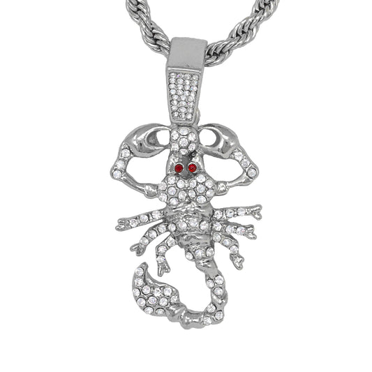 Iced Medium Scorpion Pendant with 4mm Rope Chain 24" - HC-1332