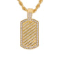 Iced Medium Tag Pendant with 4mm Rope Chain 24" - HC-1333