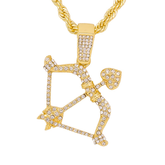 Iced Medium Love Pendant with 4mm Rope Chain 24" - HC-1334*