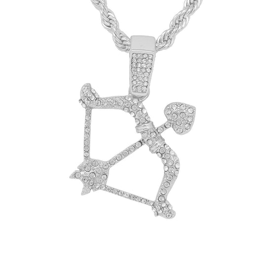 Iced Medium Love Pendant with 4mm Rope Chain 24" - HC-1334*