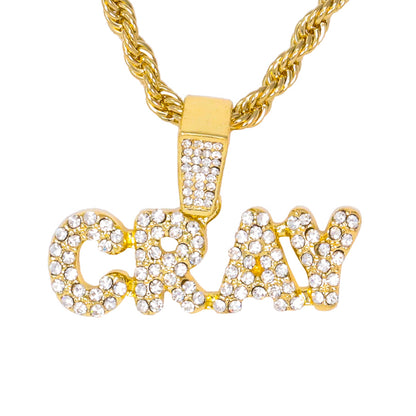 Iced Medium Cray Pendant with 4mm Rope Chain 24" - HC-1338*