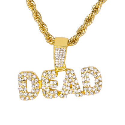 Iced Medium Dead Pendant with 4mm Rope Chain 24" - HC-1339*