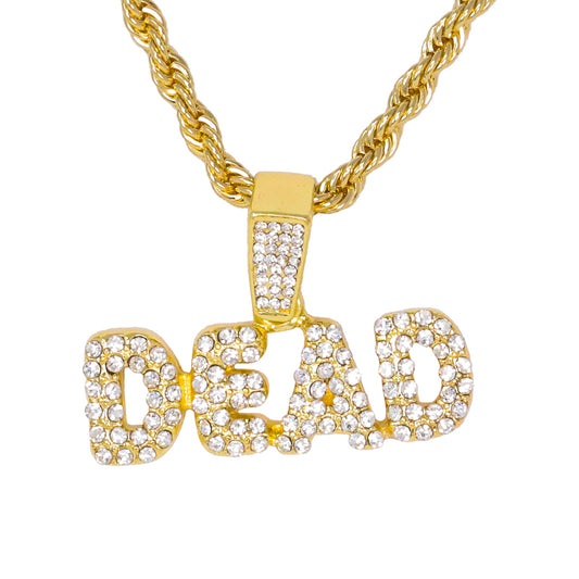 Iced Medium Dead Pendant with 4mm Rope Chain 24" - HC-1339*